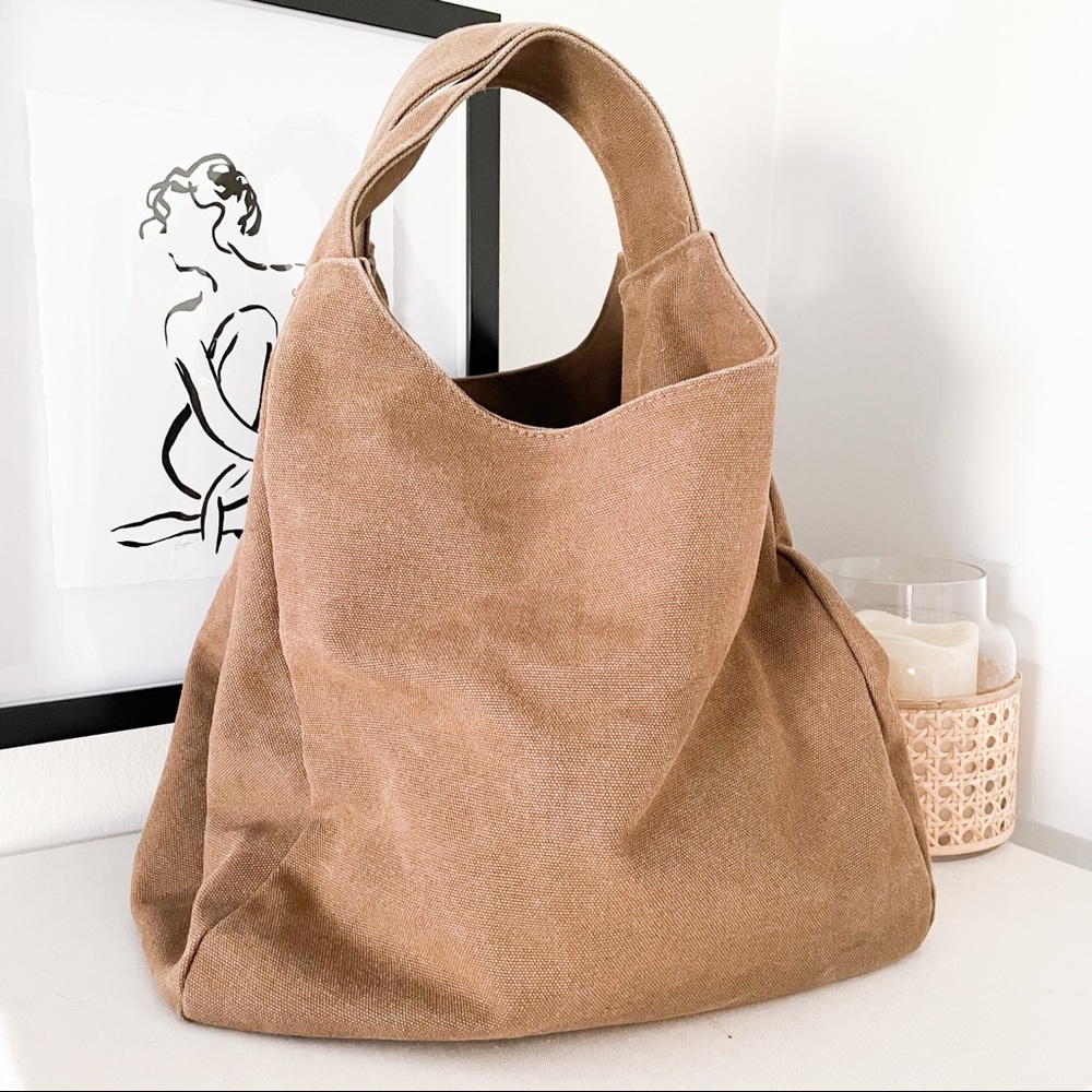 Casual Suede Tote Bag in Light Brown